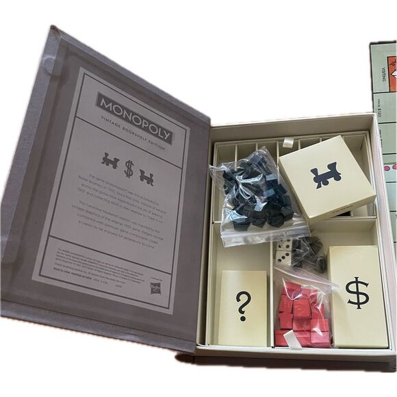 Monopoly Vintage Bookshelf Edition Book Box Grey - Picture 6 of 9
